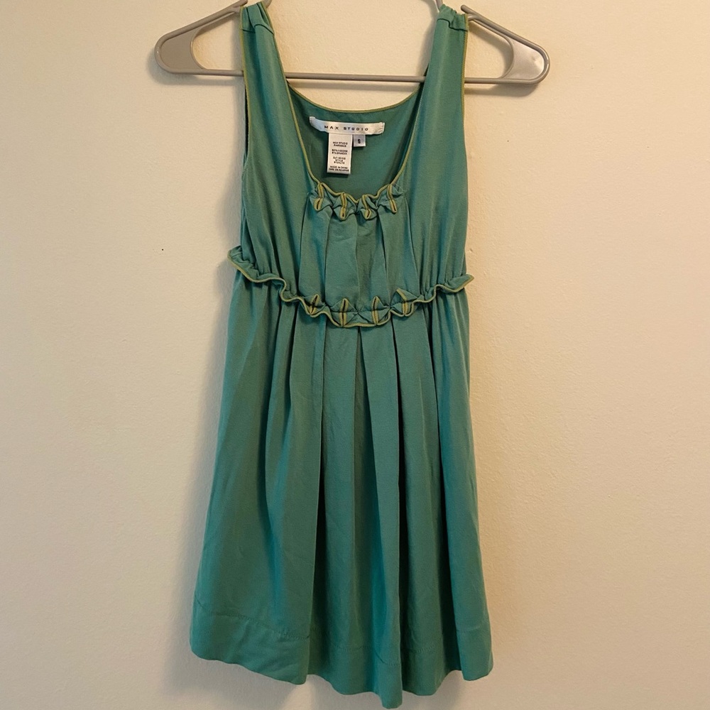 Max Studio Green Ruffled Tank Top